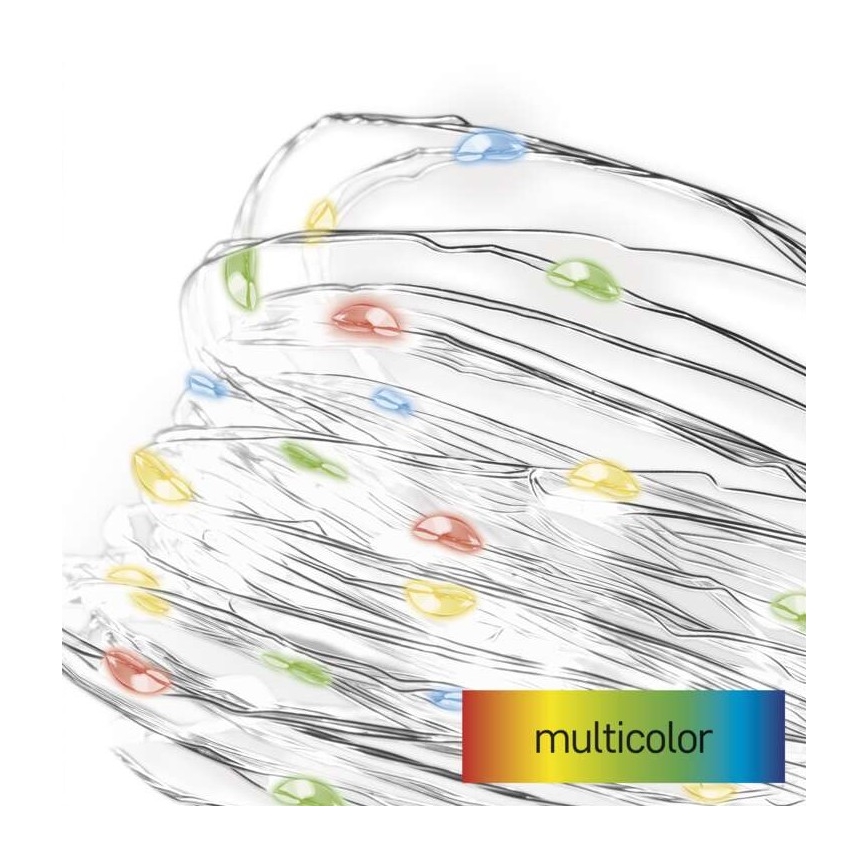 Guirlande LED 20 LED / 2 piles AA, 2,4 m, multicolore