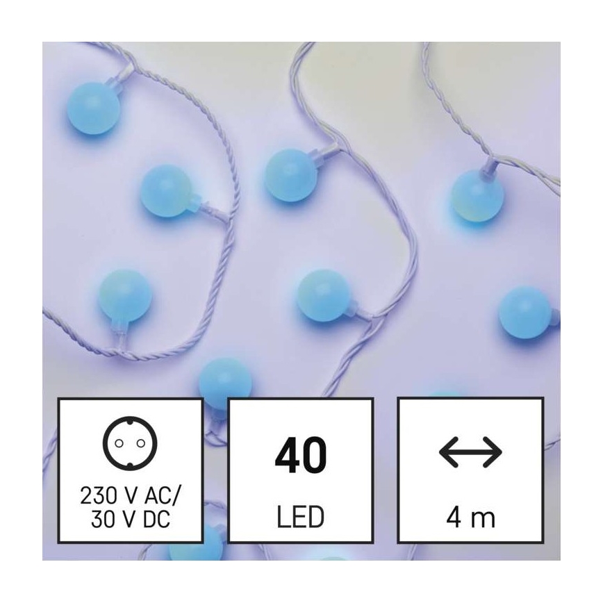 Guirlande LED de Noël d'extérieur 40 LED/9 m IP44 bleu