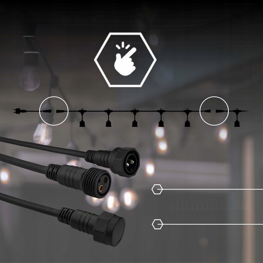 Guirlande LED décorative d'extérieur 10xE27/1W/230V 6,44 m IP44 noire