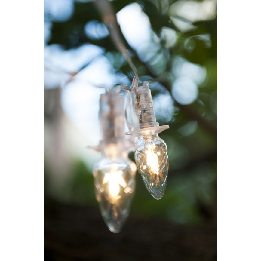 Rallonge pour guirlande LED d'extérieur CONE FILAMENT 20xE10 14m verre transparent / blanc chaud IP44, Fabriqué en République tchèque
