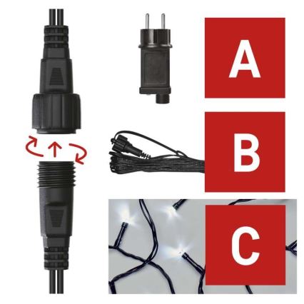 Guirlande LED d'extérieur 100 LED/15 m IP44, blanc froid