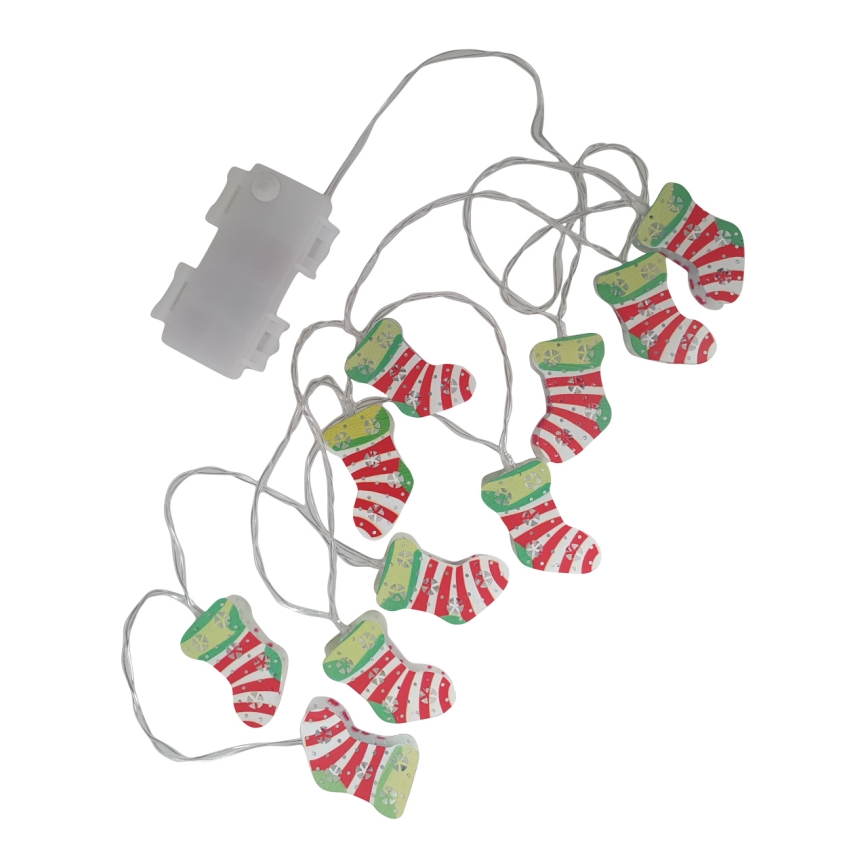 Guirlande LED d'extérieur 10xLED/2xAA 1,65 m IP44 blanc chaud chaussettes