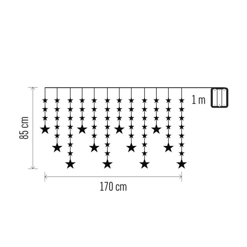 Guirlande LED d'extérieur 120 LED 3xAA 1,7 m IP44 blanc chaud