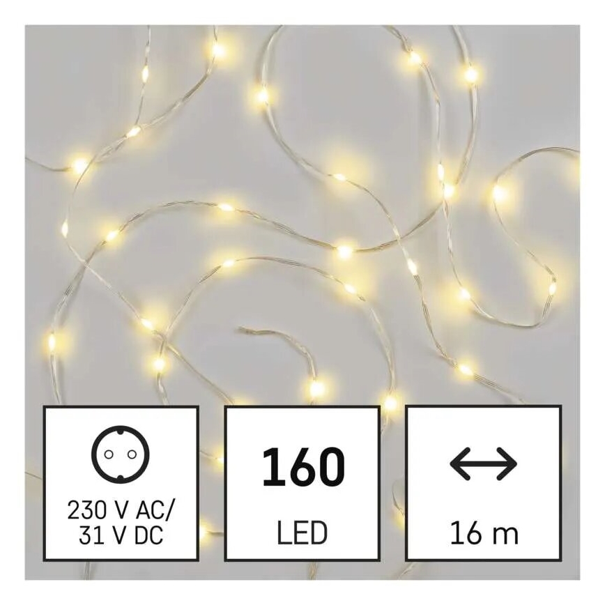 Guirlande LED d'extérieur 160xLED/21m IP44 blanc chaud