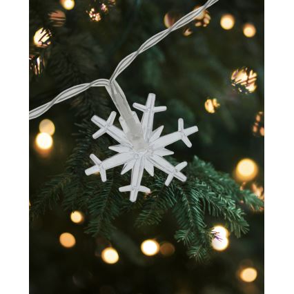 Guirlande LED d'extérieur 20xLED/2xAA, 2,2 m, IP44, blanc chaud, flocons de neige