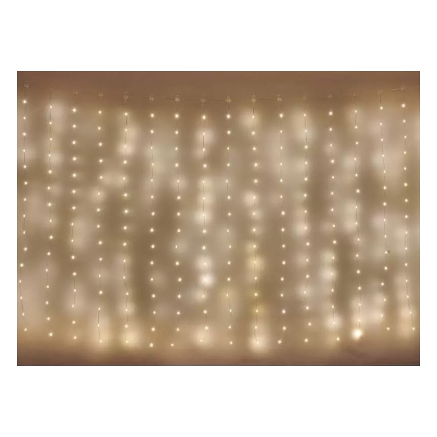 Guirlande LED d'extérieur 300 LED/8 fonctions 5,9 m IP44 blanc chaud