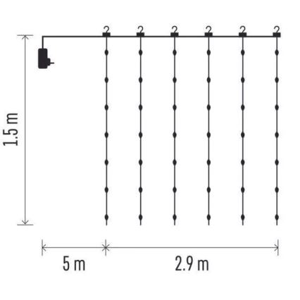 Guirlande LED d'extérieur 300 LED/8 fonctions 5,9 m IP44 blanc chaud