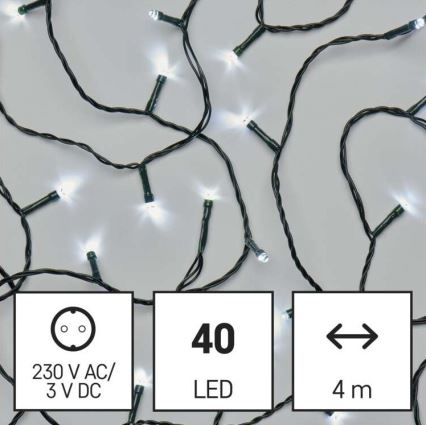 Guirlande LED d'extérieur 40 LED / 9 m IP44, blanc froid