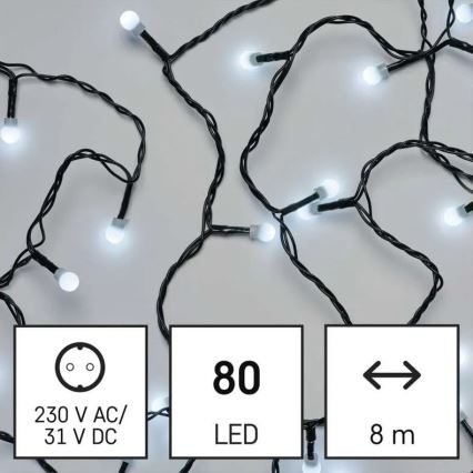 Guirlande LED d'extérieur 80 LED/8 fonctions, 13 m, blanc froid, IP44