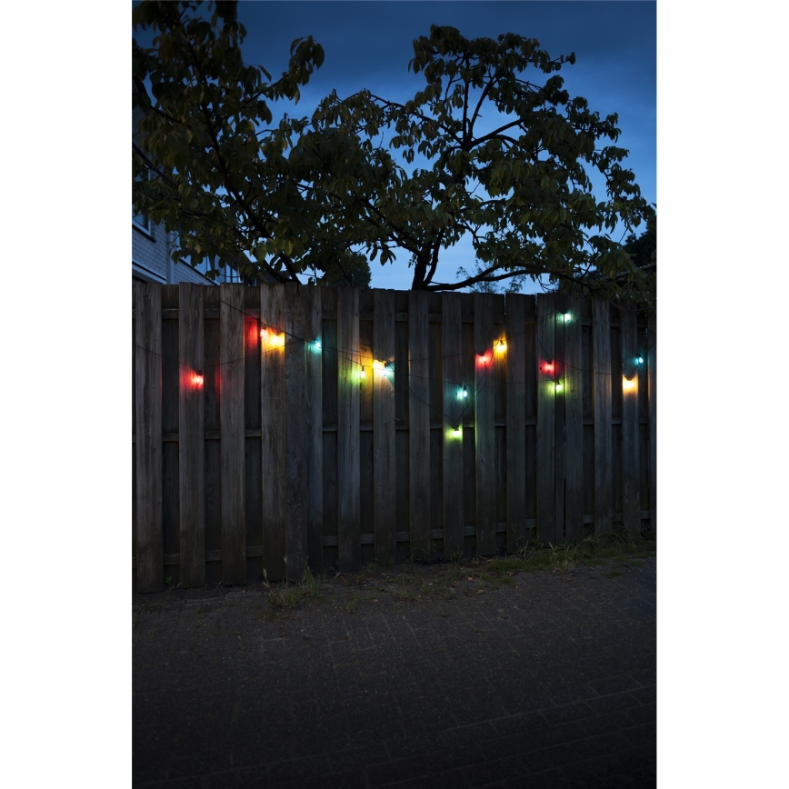 Guirlande LED d'extérieur CONE FILAMENT 20xE10, 19 m — multicolore / blanc chaud, IP44, fabriquée dans l'UE