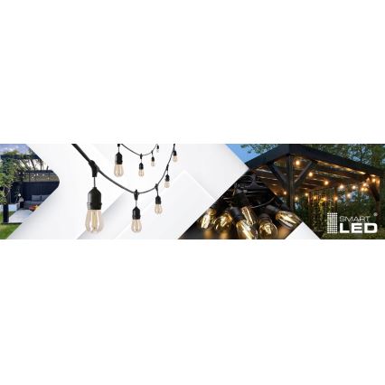 Guirlande LED d'extérieur décorative 20xE27/1W/230V 11,44 m IP44 noire