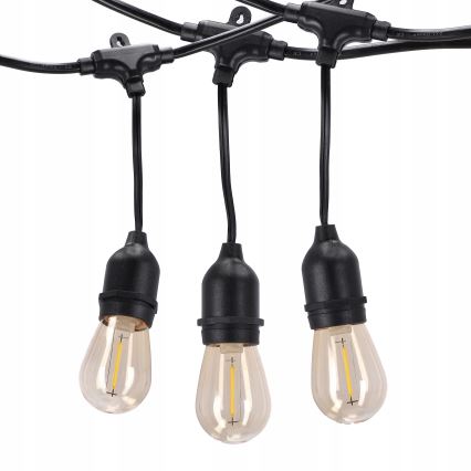 Guirlande LED d'extérieur décorative 20xE27/1W/230V 11,44 m IP44 noire