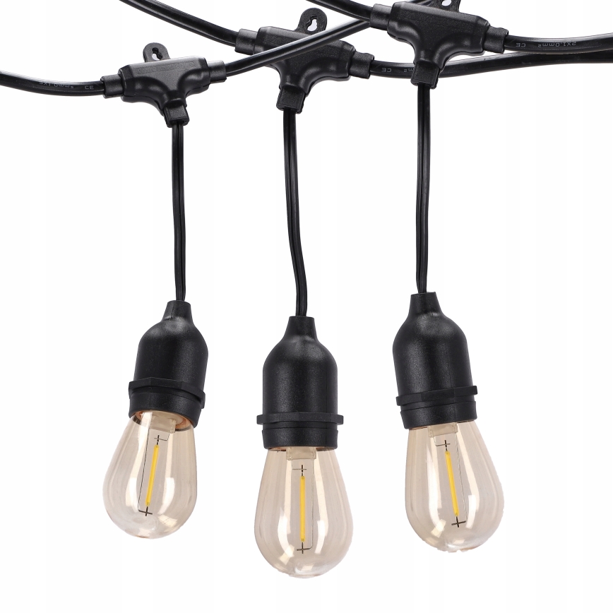 Guirlande LED d'extérieur décorative 20xE27/1W/230V 11,44 m IP44 noire
