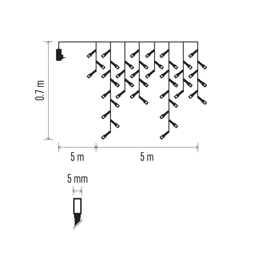 Guirlande LED extérieure 300 LED / 8 modes 10 m IP44 blanc chaud + télécommande