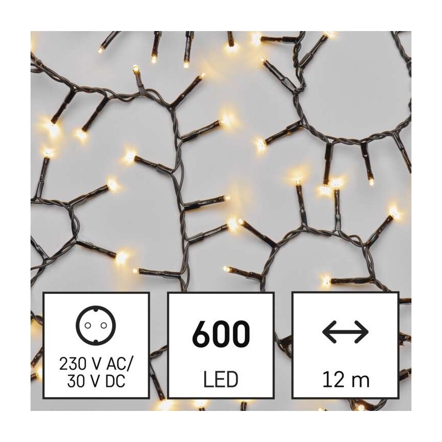 Guirlande lumineuse de Noël extérieure 600 LED, 17 m, IP44, blanc chaud