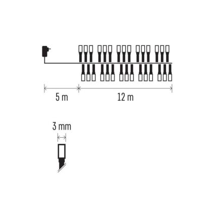 Guirlande lumineuse de Noël extérieure 600 LED, 17 m, IP44, blanc chaud