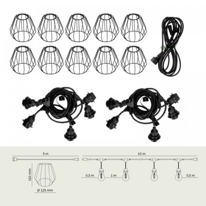 Guirlande lumineuse décorative d'extérieur CRETE 10xE27/230V 15m IP44