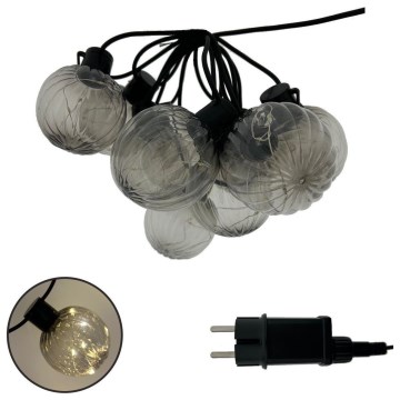 Guirlande lumineuse décorative LED d'extérieur 10xLED/0,15W/230V 6,8 m IP44 noir/fumé