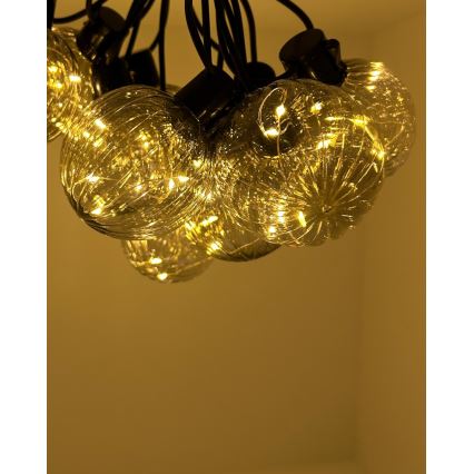 Guirlande lumineuse décorative LED d'extérieur 10xLED/0,15W/230V 6,8 m IP44 noir/fumé
