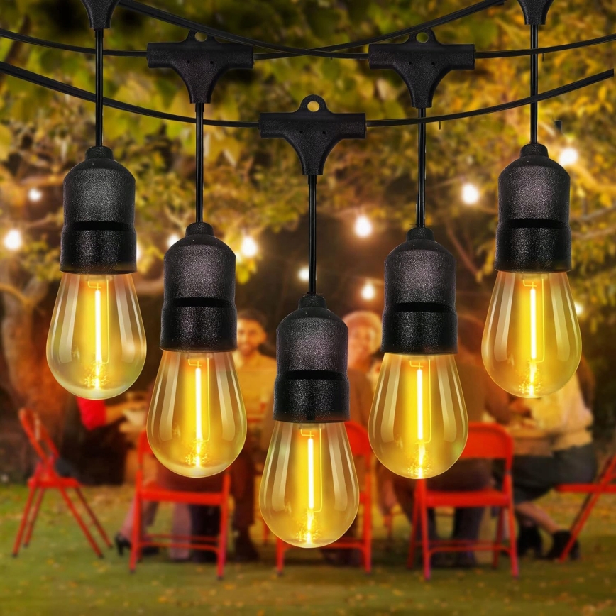 Guirlande lumineuse décorative LED d'extérieur 15xE27/1W/230V 15,94 m IP44 noire