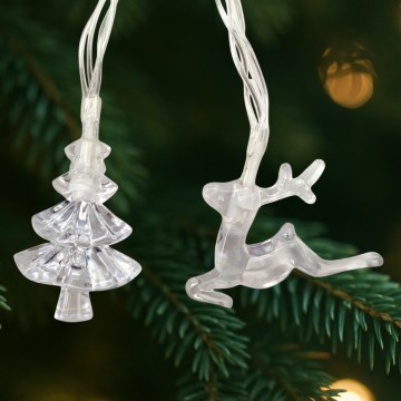 Guirlande lumineuse d'extérieur 20xLED/2xAA 2,2 m IP44 multicolore sapins et rennes