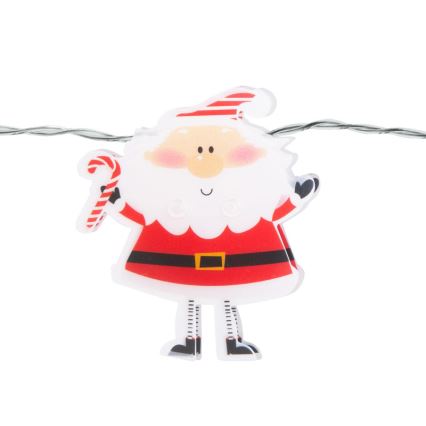 Guirlande lumineuse LED 10 LEDs, 1,35 m, alimentée par 2 piles AA, blanc chaud — Santa