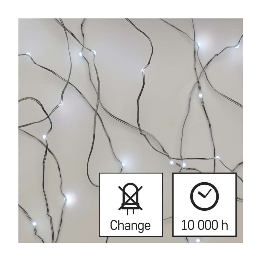 Guirlande lumineuse LED de Noël pour extérieur, 100 LED, 15 m, IP44, blanc froid