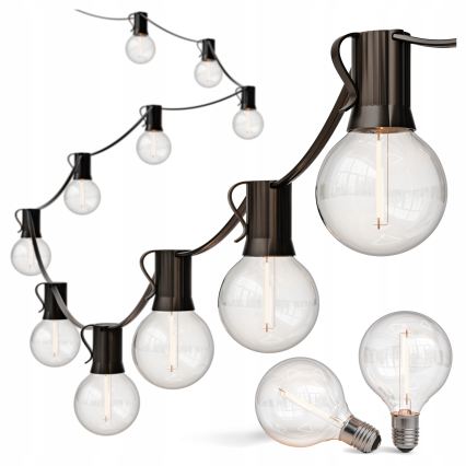 Guirlande lumineuse LED décorative d'extérieur 36xE12/1W/230V 22,35 m IP65 noire