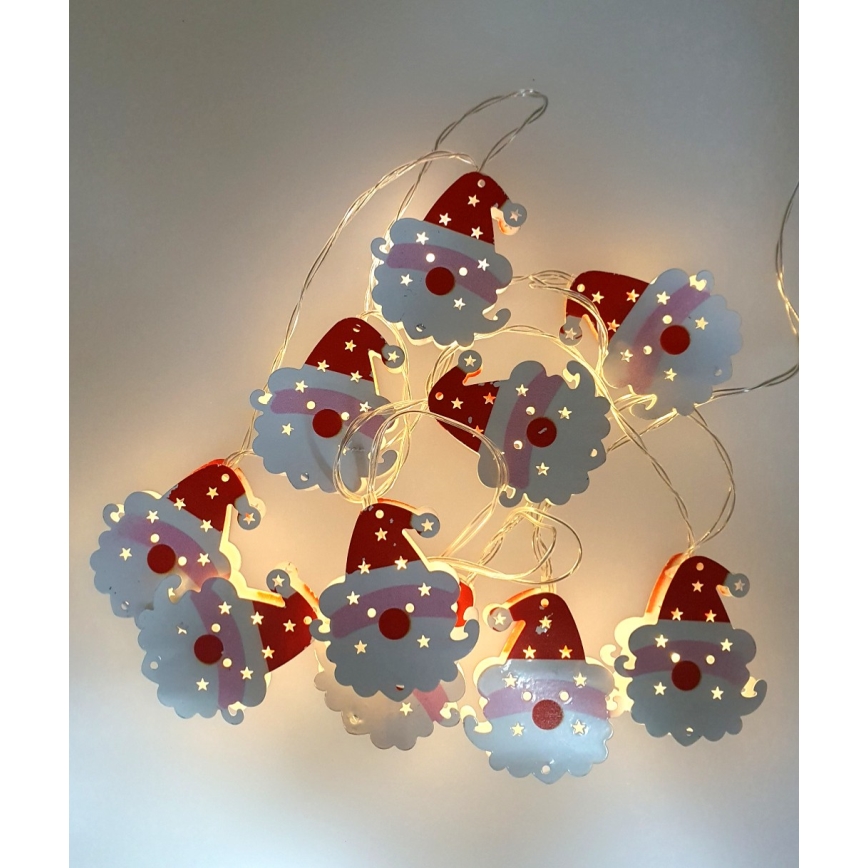 Guirlande lumineuse LED d'extérieur 10xLED/2xAA, 1,65 m, IP44, blanc chaud Santa