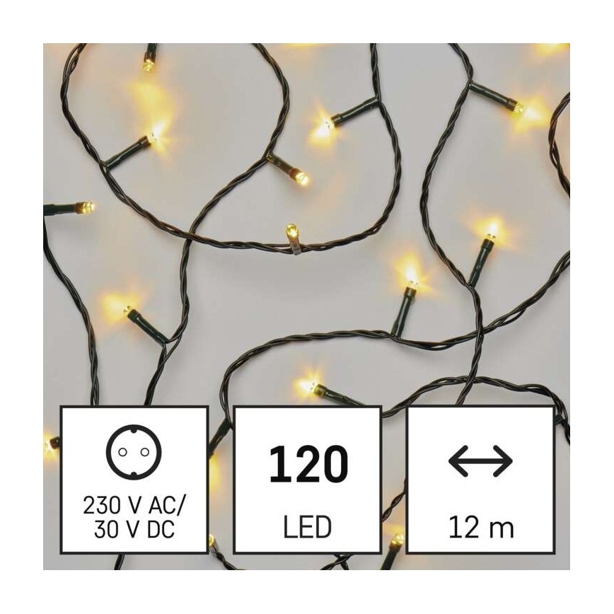 Guirlande lumineuse LED d'extérieur 120 LED / 8 modes, 17 m, IP44, blanc chaud