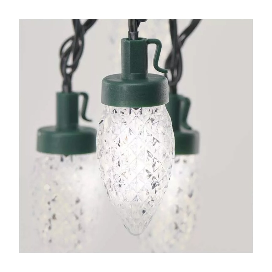 Guirlande lumineuse LED d'extérieur 50 LED, 8 fonctions, 14,8 m, IP44, blanc froid