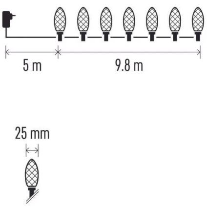Guirlande lumineuse LED d'extérieur 50 LED, 8 fonctions, 14,8 m, IP44, blanc froid