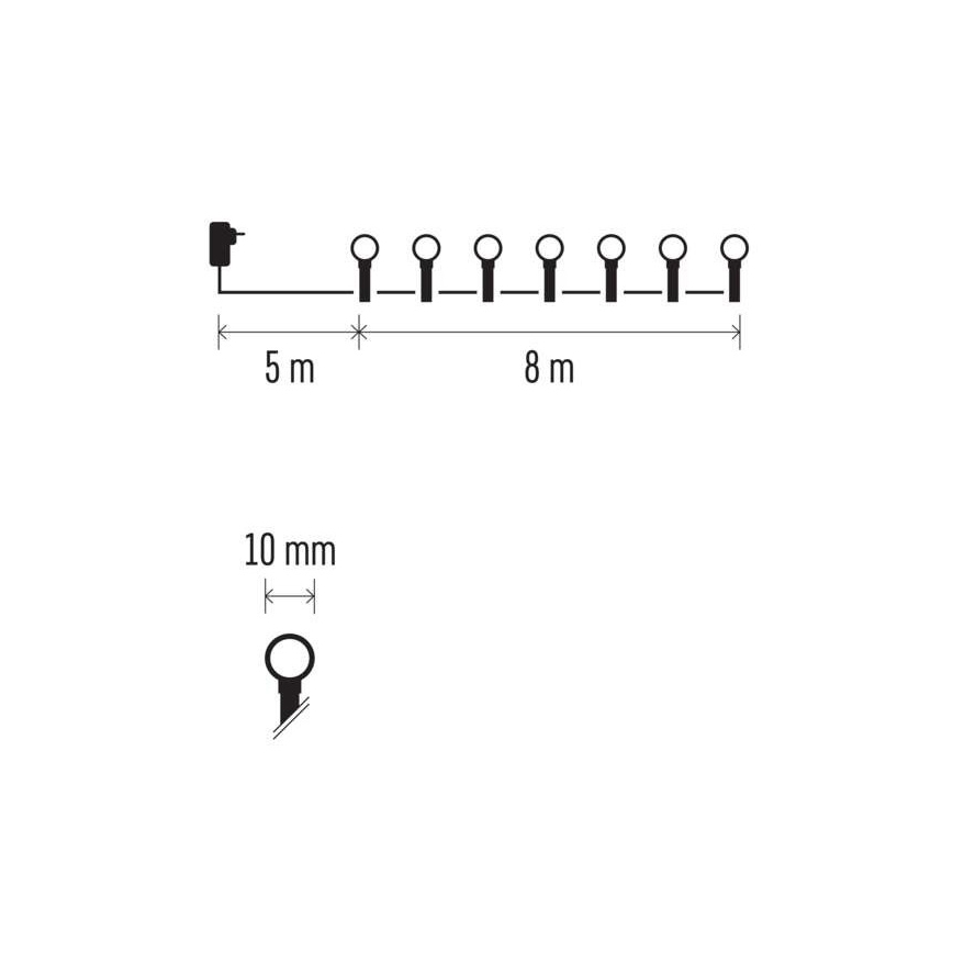 Guirlande lumineuse LED d'extérieur 80 LED/13 m IP44, blanc froid