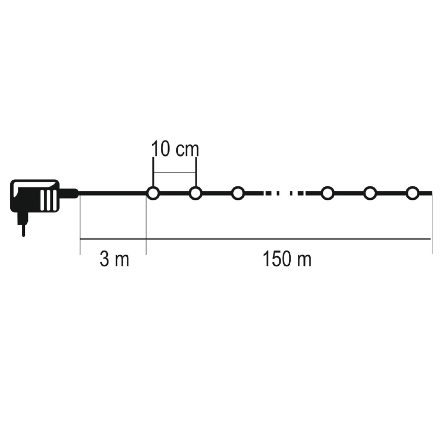 Guirlande LED d'extérieur 1500 LED/230 V, 8 fonctions, 153 m, IP44, blanc froid + télécommande