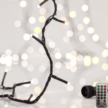 Guirlande lumineuse LED extérieure de Noël CLUSTER 200xLED/8 fonctions 2,1 m IP44 blanc chaud + télécommande