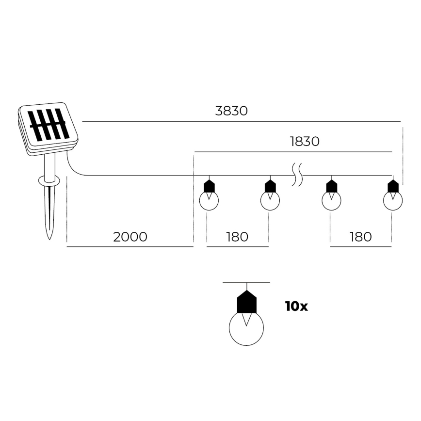 Guirlande solaire 10xLED/0,12W/1,2V 1xAA IP44 6000K