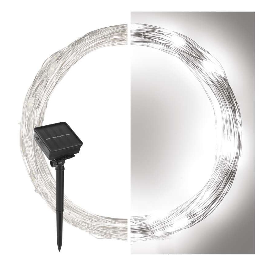 Guirlande solaire 120xLED/2,4W/1,2V 12m IP44 600 mAh blanc froid