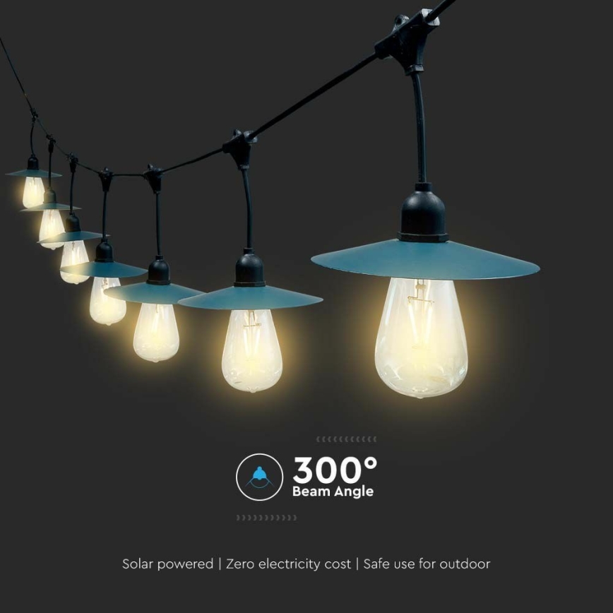 Guirlande solaire 15xLED/0,2W/3,7V 15,6 m 3000K IP44
