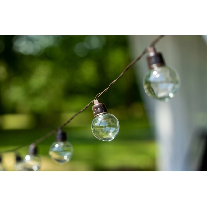 Guirlande solaire décorative 30 LED — 8 fonctions, batterie 500 mAh, 10,6 m, IP67, blanc chaud