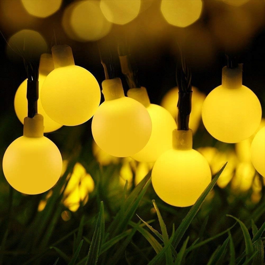 Guirlande solaire décorative 50 LED / 8 fonctions, 500 mAh, 9,5 m, IP67, blanc chaud