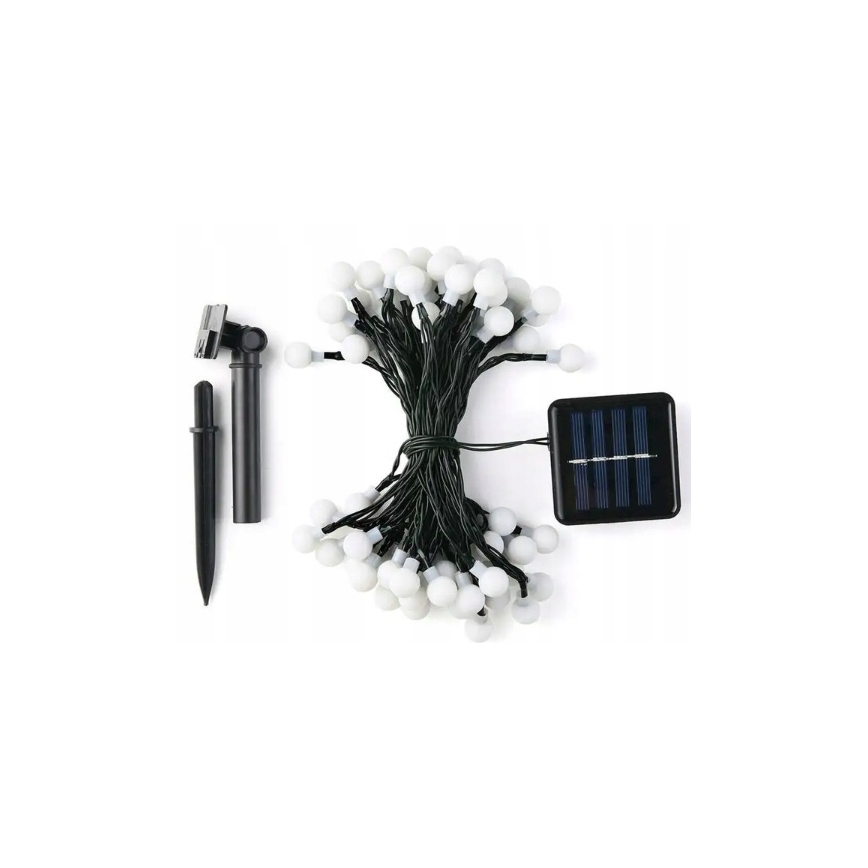 Guirlande solaire décorative 50 LED / 8 fonctions, 500 mAh, 9,5 m, IP67, blanc chaud