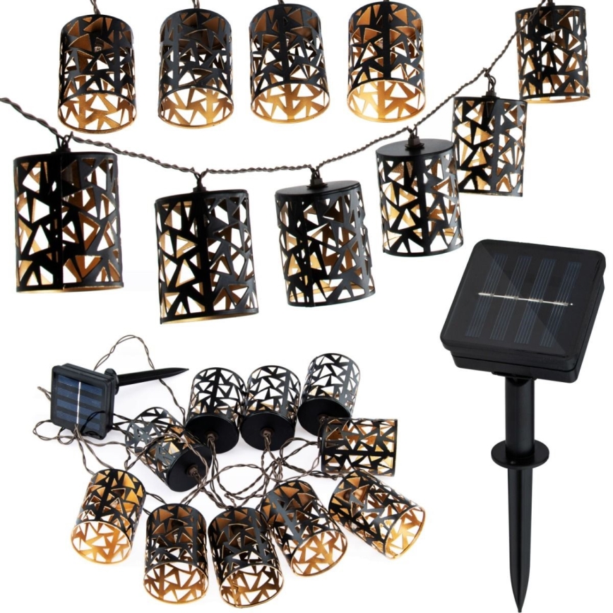Guirlande solaire LED 10xE12/3,65m 600 mAh IP44 blanc chaud