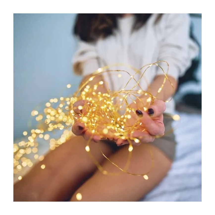 Guirlande solaire LED LED/2,4W/1,2V 1xAA 15 m IP44 3000K 600 mAh