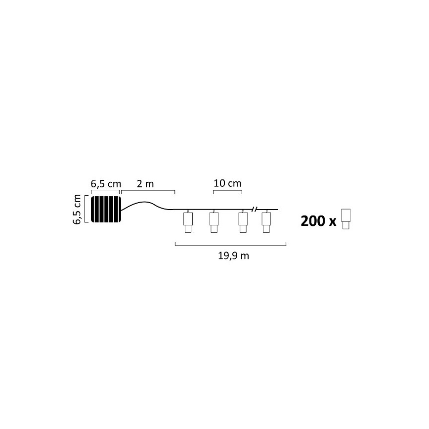 Guirlande solaire SHINE 200xLED/1,2V 600 mAh 21,9 m IP44