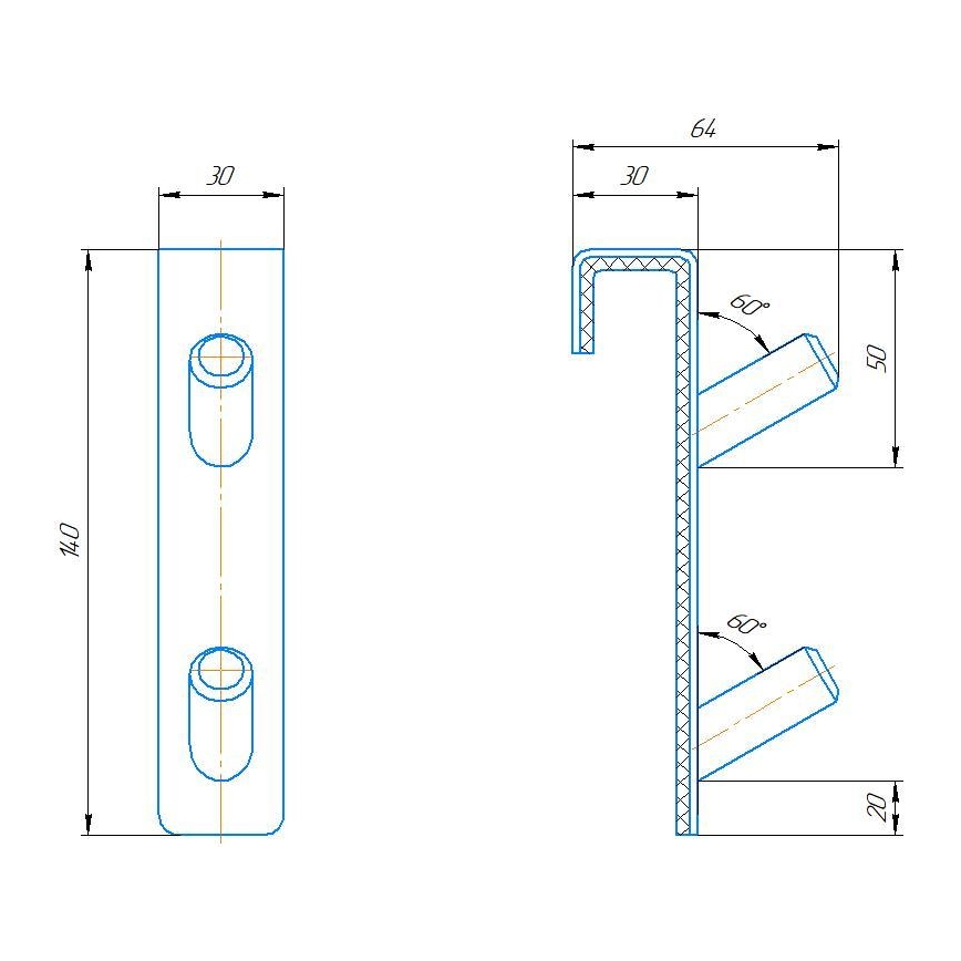 Haak voor radiator INOX roestvrij staal / glanzend chroom