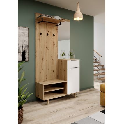 Halmeubel SVEN met spiegel, bruin/wit