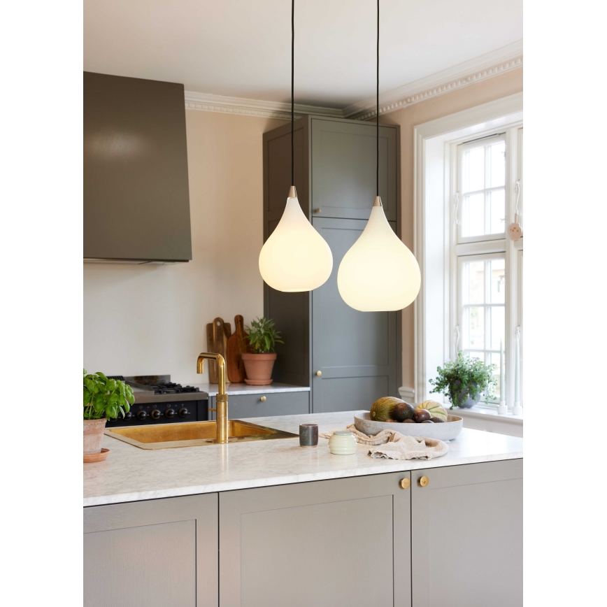 Halo Design 407931 - Hanglamp met kabel DROPS 1xE27/40W/230V Ø 30 cm wit/mat chroom