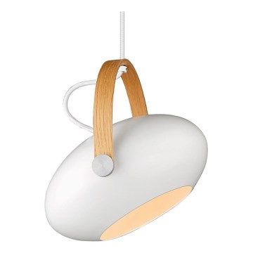 Halo Design 734337 - Hanglamp aan snoer DC 1xE27/40W/230V Ø 26 cm wit/eiken