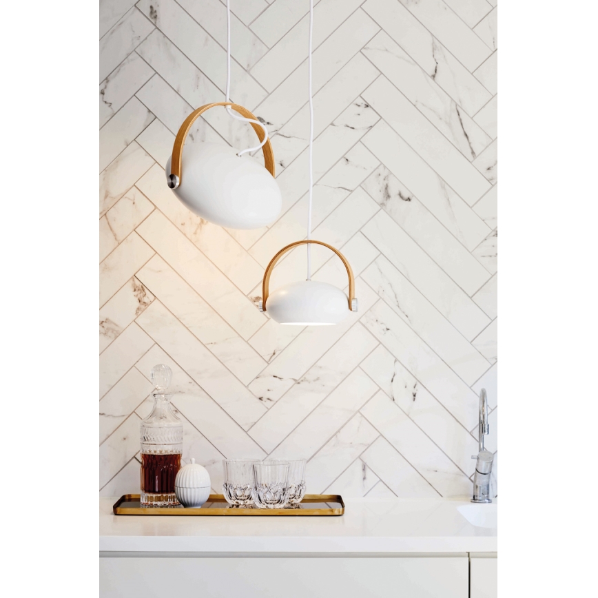 Halo Design 734337 - Suspension sur câble DC 1xE27/40W/230V Ø 26 cm blanc/chêne