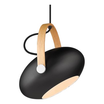 Halo Design 734344 - Hanglamp aan snoer DC 1xE27/40W/230V Ø 26 cm zwart/eiken